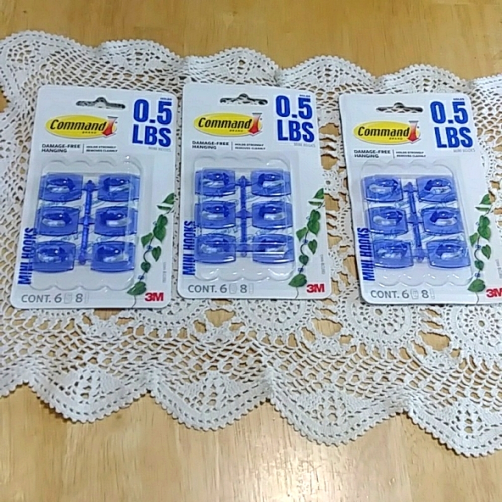 3M Command 3-Pk Bundle Of Damage-Free Hanging Mini  Hooks W/Strips